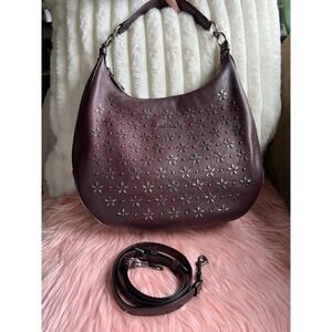 Coach Burgundy Leather Hobo Bag with Prairie Rivets